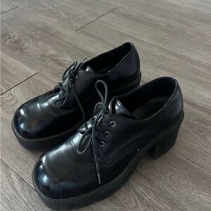 Classic Black Women's Lace-Up Shoes
